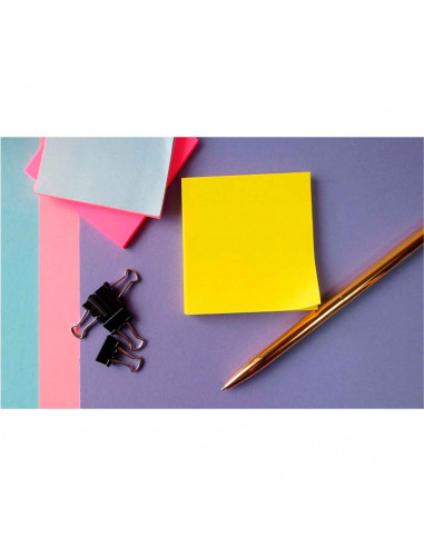 Tradineur - Block de notas autoadhesivas - Contiene 100 hojas - Forma cuadrada - 7,6 x 7,6 cm - Color Naranja