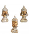 Tradineur - Pack 3 Figuras de Budas de la suerte - Fabricación de resina - Modelo ciego, sordo y mudo - Ideal para la meditación