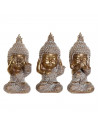 Tradineur - Pack 3 Figuras de Budas de la suerte - Fabricación de resina - Modelo ciego, sordo y mudo - Ideal para la meditación