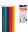 Tradineur - Caja de 12 lápices de colores para niños, material escolar, colores vivos surtidos, ideal para colorear y dibujar
