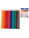 Tradineur - Caja de 24 lápices de colores para niños, material escolar, colores vivos surtidos, ideal para colorear y dibujar