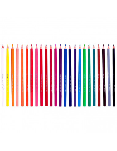 Tradineur - Caja de 24 lápices de colores para niños, material escolar, colores vivos surtidos, ideal para colorear y dibujar
