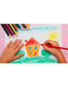 Tradineur - Caja de 24 lápices de colores para niños, material escolar, colores vivos surtidos, ideal para colorear y dibujar