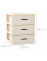 Plastic Forte - Cajonera de ordenación con 3 cajones de plástico torre de almacenaje multiusos efecto mimbre 46,5 x 39,5 x 36,5
