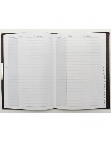 Tradineur - Listín telefónico A-Z, cubierta de piel, agenda de teléfonos, libreta de direcciones, índice alfabético, 21,6 x 15 c