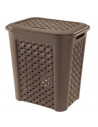 Cesto especial para ropa con tapa, de color marrón wengué, con capacidad de 30 litros y de 37.5 x 27.5 x 47 cm. Cesta de plástic