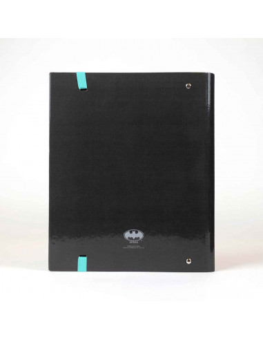 Tradineur - Carpeta / Archivador de Batman de cartón resistente, con 4 anillas de metal, ideal para el curso escolar. Medidas 32
