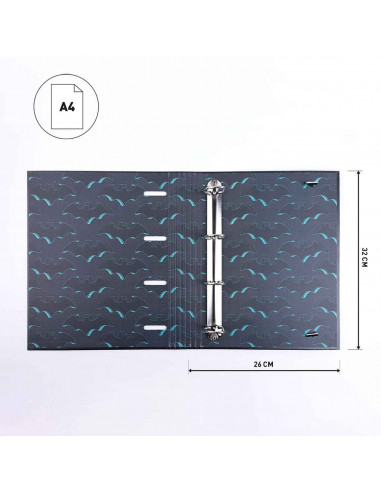 Tradineur - Carpeta / Archivador de Batman de cartón resistente, con 4 anillas de metal, ideal para el curso escolar. Medidas 32