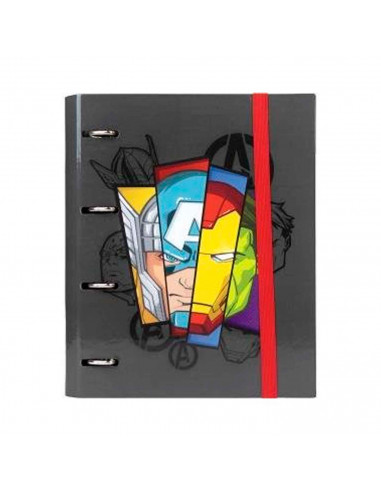 Tradineur - Carpeta / Archivador de los Vengadores de cartón resistente, con 4 anillas de metal, ideal para el curso escolar. Me