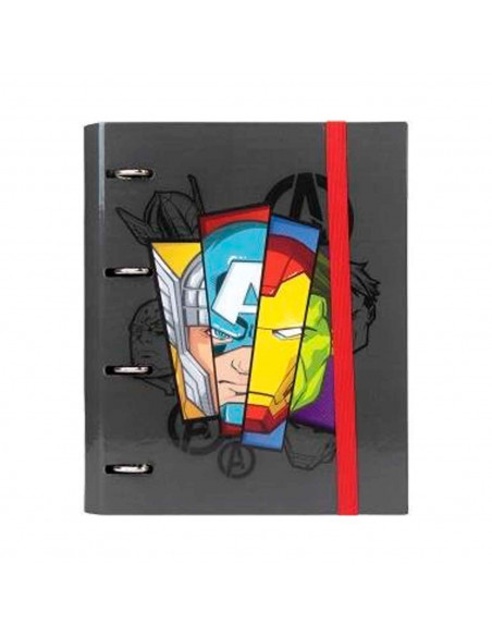 Tradineur - Carpeta / Archivador de los Vengadores de cartón resistente, con 4 anillas de metal, ideal para el curso escolar. Me