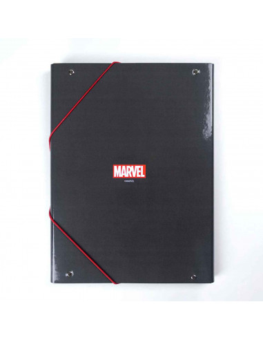 Tradineur - Carpeta de los Vengadores, de cartón resistente, con solapas y 2 gomas, ideal para el curso escolar. Medidas 34,3 x
