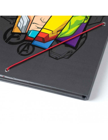 Tradineur - Carpeta de los Vengadores, de cartón resistente, con solapas y 2 gomas, ideal para el curso escolar. Medidas 34,3 x
