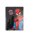 Tradineur - Carpeta de Spiderman, de cartón resistente, con solapas y 2 gomas, ideal para el curso escolar. Medidas 34,3 x 26,4