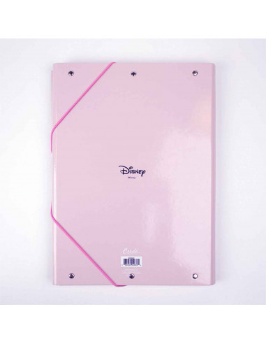 Tradineur - Carpeta de Minnie Mouse, de cartón resistente, con solapas y 2 gomas, ideal para el curso escolar. Medidas 34,3 x 26