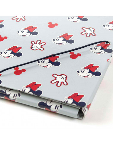 Tradineur - Carpeta de logos de Minnie Mouse, de cartón resistente, con solapas y 2 gomas, ideal para el curso escolar. Medidas