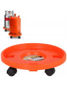 Portabombonas para trasporte butano de color naranja y de 33,5 cm de diámetro y 7,5 cm de alto con 4 ruedas, Soporte para bombon