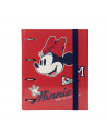 Tradineur - Carpeta / Archivador de Minnie Mouse de cartón resistente, con 4 anillas de metal, ideal para el curso escolar. Medi