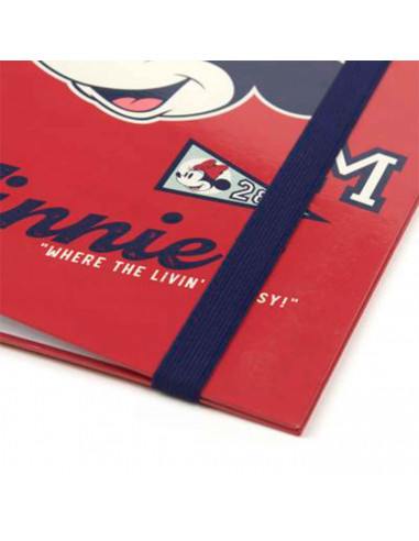 Tradineur - Carpeta / Archivador de Minnie Mouse de cartón resistente, con 4 anillas de metal, ideal para el curso escolar. Medi