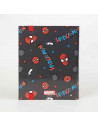 Tradineur - Carpeta / Archivador de Spiderman de cartón resistente, con 4 anillas de metal, ideal para el curso escolar. Medidas