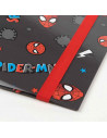Tradineur - Carpeta / Archivador de Spiderman de cartón resistente, con 4 anillas de metal, ideal para el curso escolar. Medidas