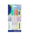 Tradineur - Pack de 4 bolígrafos de colores pastel con punta de 1 mm, escritura suave y precisa, uso escolar, oficinas