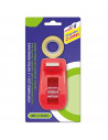 Tradineur - Set de portarrollos con cinta adhesiva, incluye 2 rollos de 18 m x 12 mm, dispensador de celo rellenable para escuel