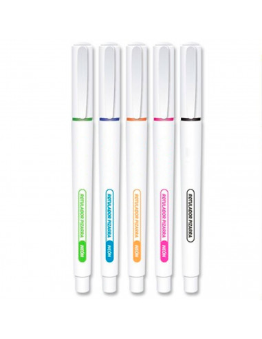 Tradineur - Pack de 5 rotuladores de colores neón para pizarra blanca, punta media de 3 mm, marcadores de borrado en seco, uso e