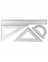 Tradineur - Set de 4 reglas - Dibujo técnico - Incluye: Regla 30 cm, escuadra 13 cm, cartabón 18 cm y transportador 10 cm.