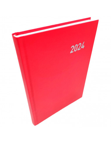 Tradineur - Agenda anual 2024, día página, enero a diciembre, tapa dura y cinta marcapáginas, planificador de tareas, citas (Roj