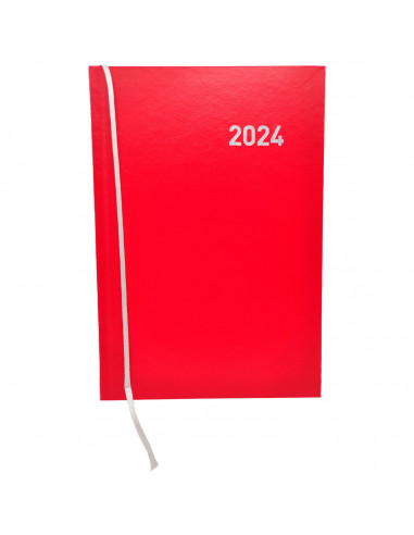 Tradineur - Agenda anual 2024, día página, enero a diciembre, tapa dura y cinta marcapáginas, planificador de tareas, citas (Roj