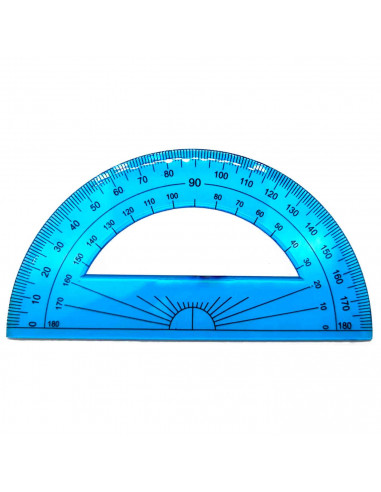 Tradineur - Juego de 4 reglas para clases - Dibujo técnico - Incluye: Regla 30 cm, escuadra 160 mm, cartabón 230 mm y transporta