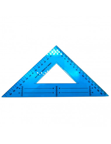 Tradineur - Juego de 4 reglas para clases - Dibujo técnico - Incluye: Regla 30 cm, escuadra 160 mm, cartabón 230 mm y transporta