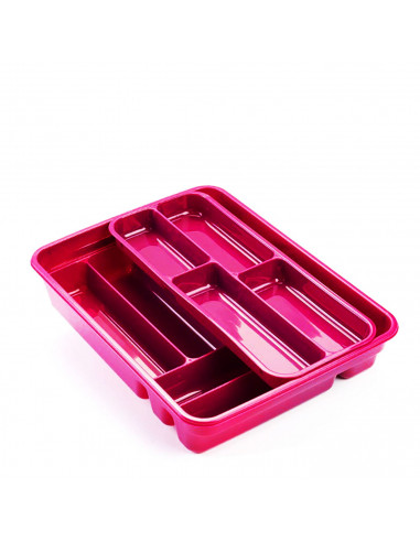 Tradineur - Organizador de cubiertos de plástico, 2 niveles, fabricado en España, 40 x 30 x 7 cm, color aleatorio