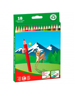 Tradineur - Caja de 18 lápices de colores para niños - Forma hexagonal - Material escolar - Colores vivos - Ideal para colorear