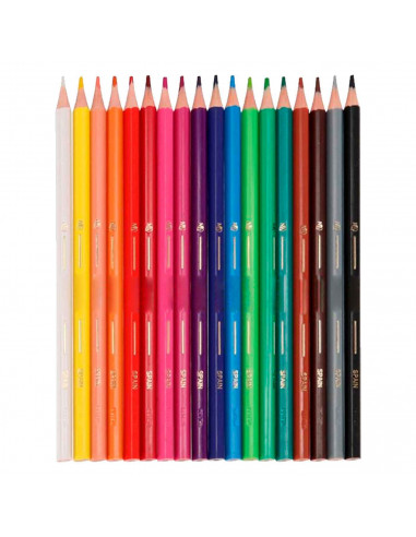 Tradineur - Caja de 18 lápices de colores para niños - Forma hexagonal - Material escolar - Colores vivos - Ideal para colorear