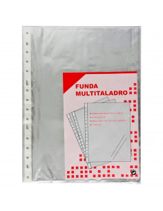 Tradineur - Pack de 100 fundas de plástico transparente A4, multitaladro, 16 agujeros, ordenar y clasificar apuntes, documentos,