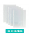 Tradineur - Pack de 100 fundas de plástico transparente A4, multitaladro, 16 agujeros, ordenar y clasificar apuntes, documentos,