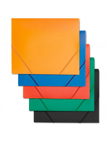 Tradineur - Carpeta de plástico A4 con gomas elásticas y 3 solapas, tamaño folio, guardar apuntes, documentos, estudiantes, ofic