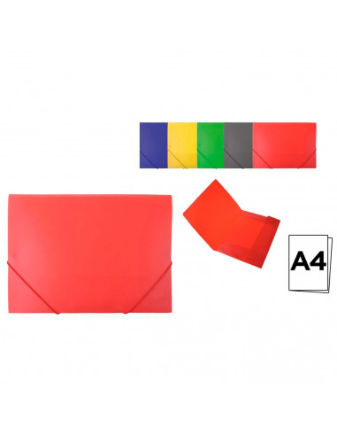 Tradineur - Carpeta de plástico A4 con gomas elásticas y 3 solapas, tamaño folio, guardar apuntes, documentos, estudiantes, ofic