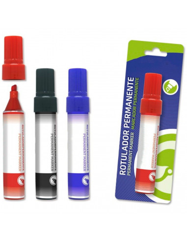 Tradineur - Rotulador permanente, punta biselada, trazo 4/8 mm, universal, secado rápido, resistente al agua, material oficina,