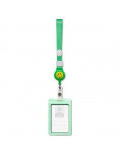 Tradineur - Porta tarjeta identificativa colgante, funda para tarjeta identificación con cordón extensible para exposición, nego