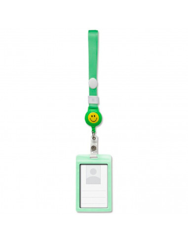 Tradineur - Porta tarjeta identificativa colgante, funda para tarjeta identificación con cordón extensible para exposición, nego