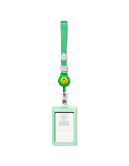 Tradineur - Porta tarjeta identificativa colgante, funda para tarjeta identificación con cordón extensible para exposición, nego