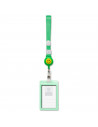 Tradineur - Porta tarjeta identificativa colgante, funda para tarjeta identificación con cordón extensible para exposición, nego