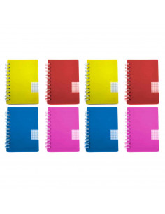 Tradineur - Pack de 8 Cuadernos/Libretas - Tapa dura (polipropileno) - Páginas cuadriculadas 4x4 - 80 páginas - 60 gr - Formato