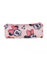 Tradineur - Estuche circular para el curso escolar de Minnie Mouse con varias caras de Minnie y cierre de cremallera. Medidas 23