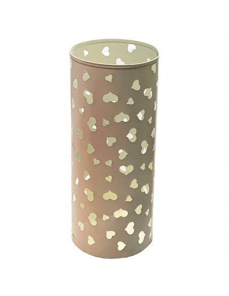 Paragüero metálico redondo de color surtido(negro y marfíl) de 45x19 cm soporte para paraguas cilíndrico de hierro, diseño con c
