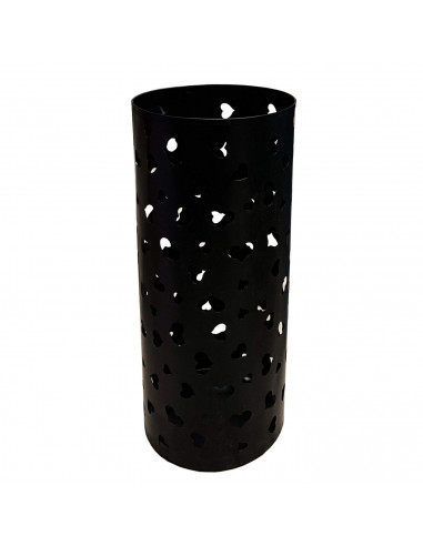 Paragüero metálico redondo de color surtido(negro y marfíl) de 45x19 cm soporte para paraguas cilíndrico de hierro, diseño con c