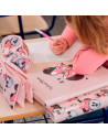 Tradineur - Estuche de 3 compartimentos ideal para el curso escolar de Minnie Mouse con caras de Minnie y cierre de cremallera.