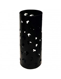 Paragüero metálico redondo de color surtido(negro y marfíl) de 39,5 x17 cm soporte para paraguas cilíndrico de hierro, diseño co